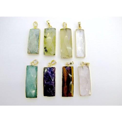 New Arrived!Mixed Stone Pendant Clear Quartz Amethys t Faceted Gem stone Pendant necklace pendant 10pcs/lot