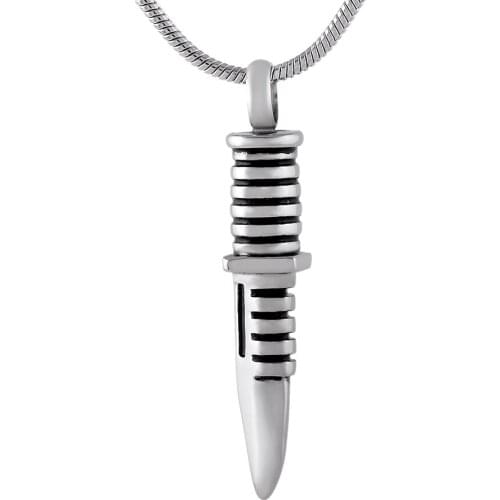 MJD9792 Dagger Shape Memorial Urn Jewelry Cremation Urn Pendant Ecofriendly Stainless Steel Necklace with Chain