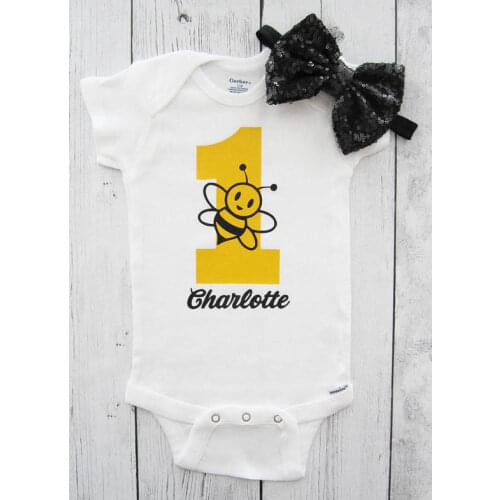 Personalized Bumble Bee first birthday bodysuit onepiece Tutu Dress take home Outfit Set baby shower party favors