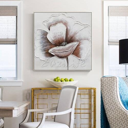 Modern Abstract Brown Pinky Flower Knife Hand Painting On Canvas Large Wall Art Acrylic Texture Painting Living Room Decor