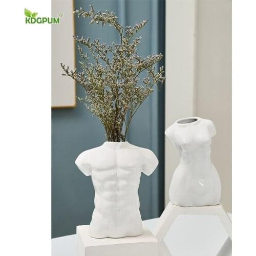 Modern Handmade Ceramic Vases Men And Women Models Humanoid Statues Dried Flowers Floral Home Decoration Sculpture Ornaments
