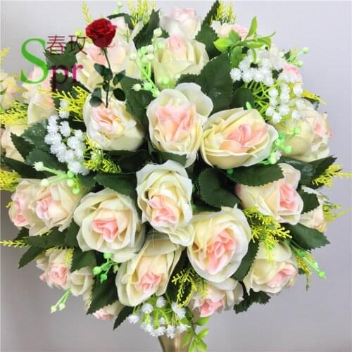 SPR Free shipping!10pcs/lot champagne wedding road lead table centerpiece artificial flowe kissing ball flowers ball decoration
