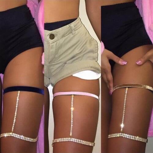 Rhinestones Leg Thigh Chain Shiny Women Sexy Body Chain Crystal Leg Chain Thigh Harness Beach Night Club Party Body Jewelry
