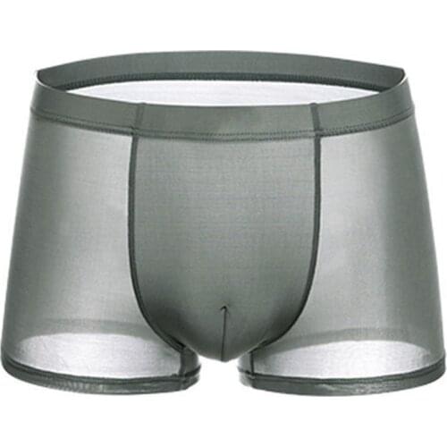 Boxer Shorts Ice Silk Underwear Men Sexy Boxer Briefs Thin Transparent Underpants Shorts Trunks Low Waist Flat Boxers Panties
