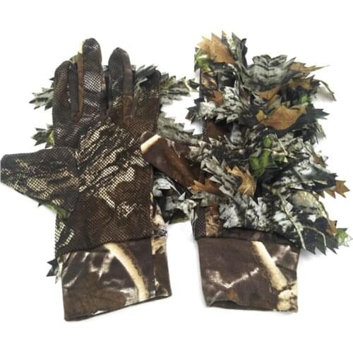 Outdoor Hunting Gloves Camouflage Gloves with 3D Leaf Design