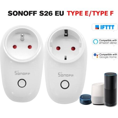 3pcs SONOFF S26 ITEAD Wifi Smart Socket Wireless Remote Control Charging Adapter Smart Home Power Sockets EU Type E/F Optional