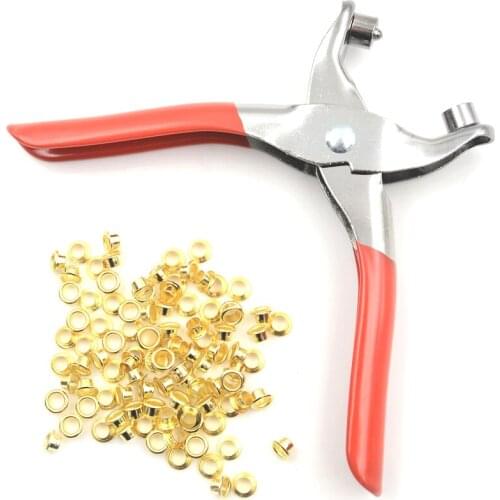 High Quality Hole-punches Grommet Rivets Eyelet Setting Pliers with 100pcs Eyelet for Bags Shoes and PU Leather Belt Puncher