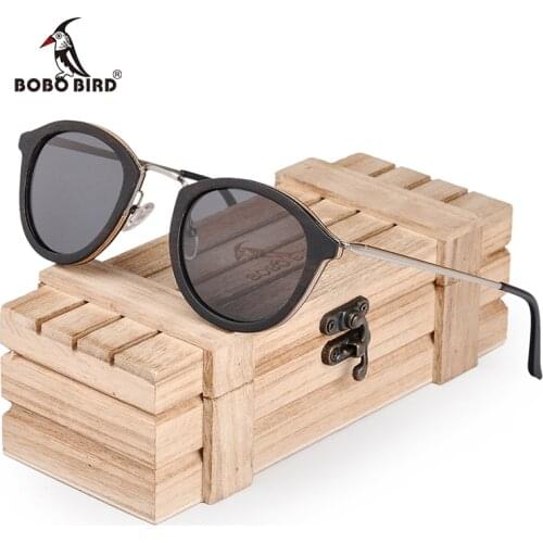 BOBO BIRD Polarized Wood Sunglasses Women Zebrawood Frame Metal Leg Fashion Retro Vintage Design With UV400 Protection AG028