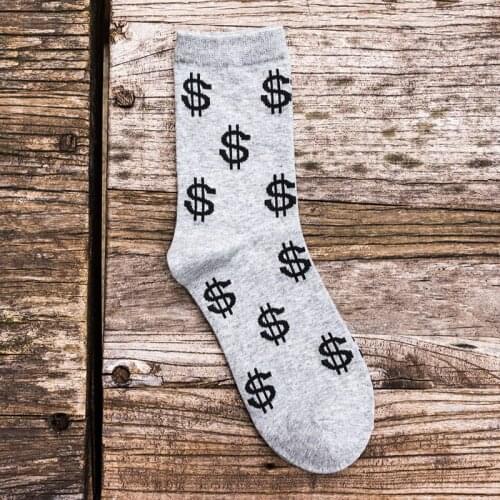 1 Pair 2021 Thermal Socks Winter Warm Funny Dollar Print Men Causal Thicken Socks Crew Sportswear Cotton Black White Socks New