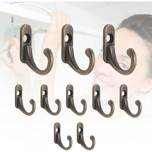 10Pcs Antique Strong Heavy Duty Wall Hanging Hooks Clothes Coat Hangers Home Decor