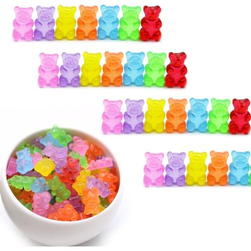 10Pcs Bear Charms for Slime DIY Candy Polymer Bead Filler Addition Slime Accessories Toys Lizun Modeling Clay Kit for Children E