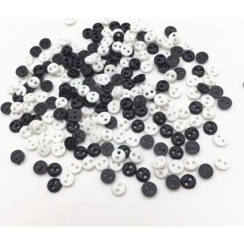 1000pcs Black White Mix 4mm Tiny Mini Buttons Plastic Round 2 Holes Doll Clothing Button Embellishments DIY Sewing Scrapbooking