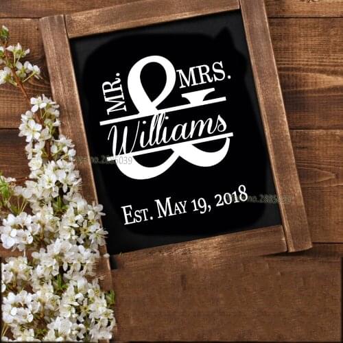 2pcs/set Mr and Mrs Vinyl Decal Mr and Mrs Sign Wedding Decal Personalized Wedding Stickers Rustic Wedding Decals Custom LC840
