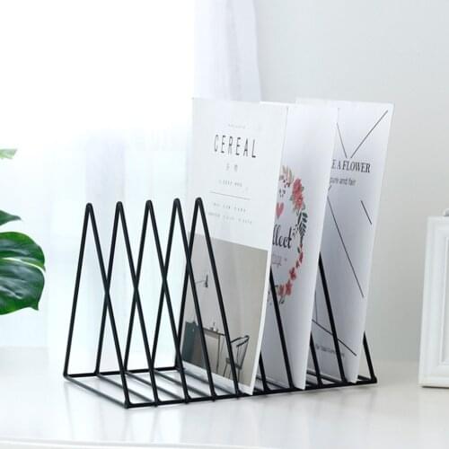 2pcs Nordic Minimalist Metal Desktop Bookshelf Holder For Home Office Newspaper Magazine Organizing Black