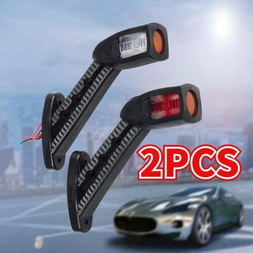 2X Waterproof LED Side Outline Stalk Marker Lights Lamp For Trailer Truck Carvan Lamps Rear Front Side Tail Lights 24V Universal