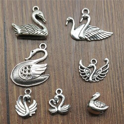 20pcs Swan Charms Swan Pendants Jewelry Making Swan Charms For Bracelet Making Antique Silver Color