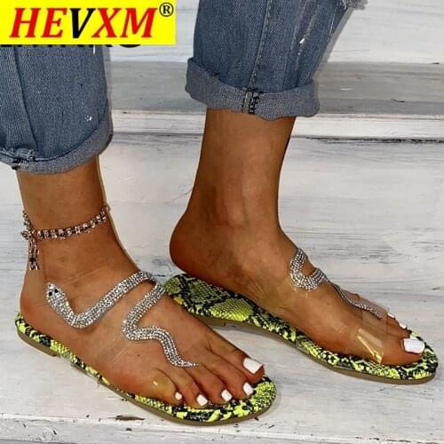 2020 Summer High Quality Slides For Women Snake Pattern Transparent Home Flat Slippers Causal Fashion Ladies Beach Slippers