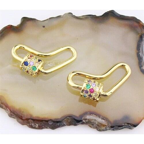 26mm 10pcs/lot Small heart shape cz clasp,plating cz screw clasp charm,colorful cubic zirconia micro pavejewelry component