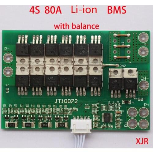 4S 80A PCM PCB BMS 18650 li-ion battery protect board for 4 Packs 18650 Li-ion Battery Cell w/balance