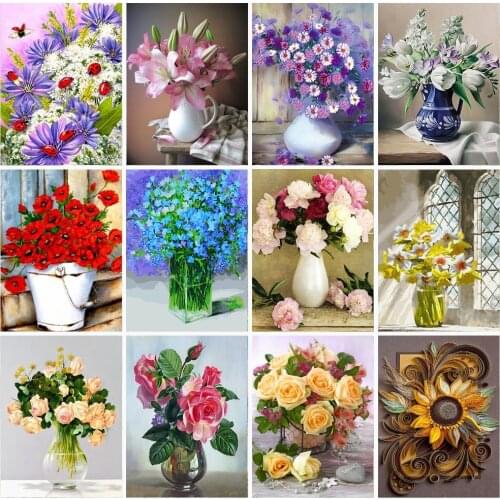 5D 100% Full Drill Painting Flowers Picture Craft Cross Stitch Wall Decorations Gift