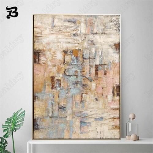 Abstract Oil Painting On Canvas Light Warm Colors Nordic Modern Wall Art Canvas Painting for Sitting Room Hall Office Wall Decor