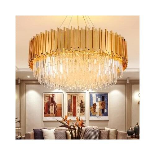 American Modern Crystal Chandelier LED Gold Chandeliers Lighting Fixture Shining Luxury Lamps Hotel Lobby Home Indoor Lighting