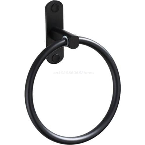 Black Space Aluminum Towel Holder Round Towel Ring Wall Mounted Towel Rack Shelf for Home Hotel Bathroom Dropship