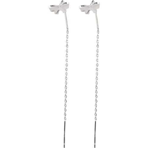 Long Tassel Butterfly Drop Earrings Silver Color Hanging Women Earrings Summer Jewelry Girls Gifts 2020 Fashion