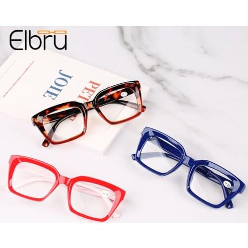 Elbru Vintage Square Reading Glasses Fashion Men Women Presbyopic Eyeglasses Hyperopia Eyewear Diopters +1.0 +1.25 +2.75 +4.0
