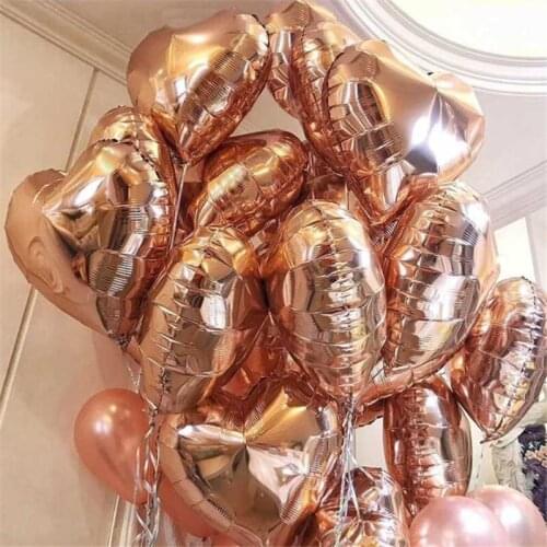 50pcs/100pcs 18inch Rose gold heart foil balloons birthday Wedding Decoration Valentines Party Helium Love Heart Balloon