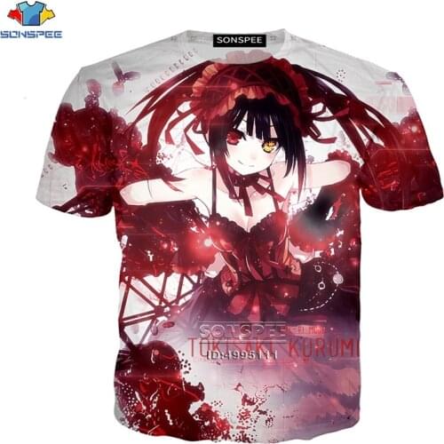 SONSPEE 3D Print Men Women Anime Date A Live Casual Harajuku T-shirt Summer Tshirt Streetwear Youth Hip Hop Tops A1026