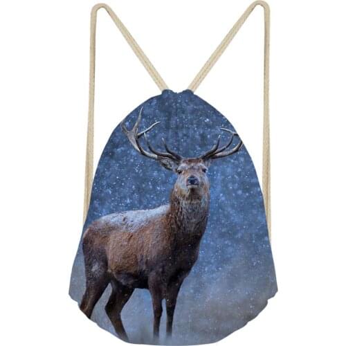HaoYun Womens Drawstring Bags Fantasy Deer Pattern Beach Shoes Pockets Arts Animal Boys & Girls Mini Travel Organizer Bags
