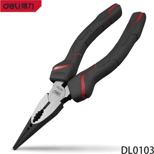 Deli 6/8 Inch Needle Nose Pliers Chrome Vanadium Steel Hand Tools Pliers Crimping Pliers Multifunction Wire Stripper