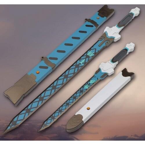 Game OW Genji Cosplay Wooden Sword Weapon White Tiger Wakizashi Cosplay Props