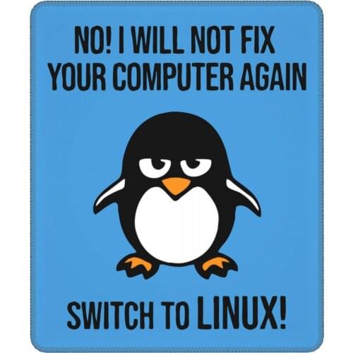 Swith To Linux Angry Tux Penguin Gaming Mouse Pad Programmer Developer Geek Nerd Desk Mat Pads Rubber Computer Keyboard Desk Pad