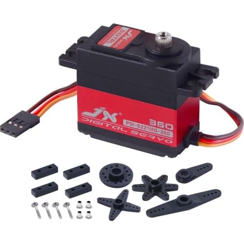 JX PDI-6221MG-360 20KG 360 degree Continuous rotation Metal Gear Digital Standard Servo for Robot industrial machinary arm