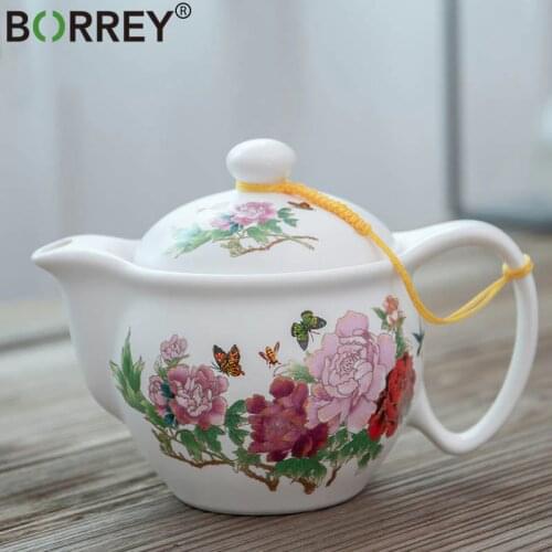 BORREY 350Ml Ceramic Teapot Infuser Jingdezhen Porcelain Teapot With Stainless Steel Filter Puer Kettle Blue And White Tea Set
