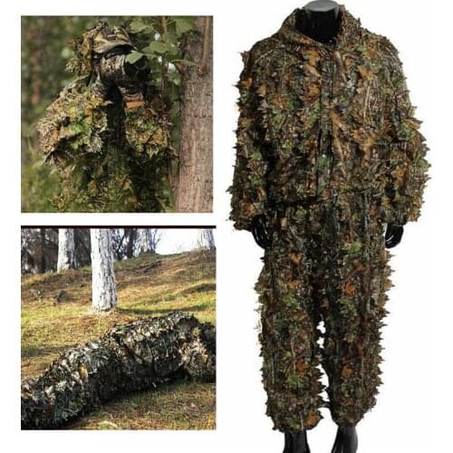 Ghillie Suit Set Outdoor Sport CS Camouflage Suits 3D Camo Bionic Leaf Jungle Woodland Airsoft War Games Sniper Hunting Clothes