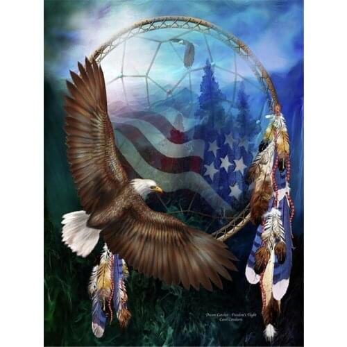 Dreamcatcher Wolf Printed Fabric 11CT Cross Stitch Complete Kit Embroidery DMC Threads Craft Handiwork Needlework Wholesale