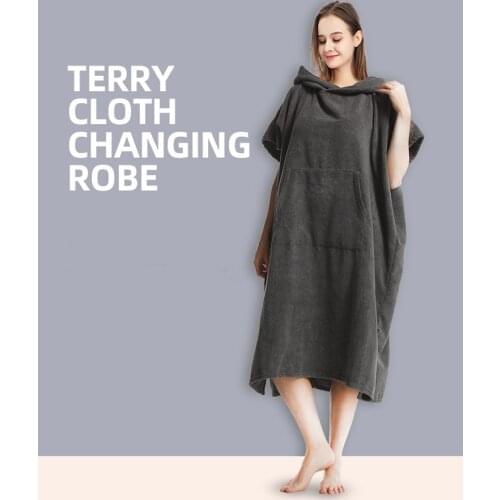Microfiber Terry Cloak Wetsuit Changing Bathrobe Beach Poncho Towel Outdoor Sport Soft Hooded Bath Towels Dress With Pocket
