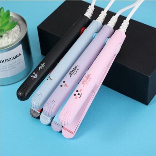 Mini Hair Straightener Portable Travel Curling Hair Clipper Boxed Hair Crimper Ceramic Hair Straightener Flat Clips Curly Brush