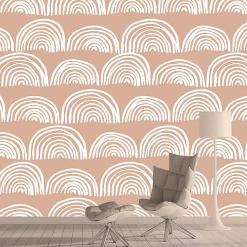 Cartoon Circle Rainbow Pattern Kids Walls Papers Home Decor Baby Nursery Removable Wallpapers for Living Bed Room Murals Rolls