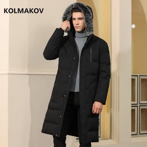 KOLMAKOV 2020 Winter Mens Thick Hooded Coats Fur Collar Plus Long Masculino Top Quality White Duck Down Jacket men