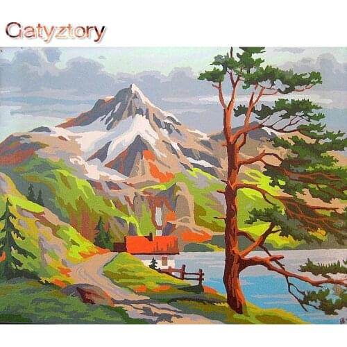GATYZTORY Alpine Green Shade Landscape DIY Painting By Numbers Kit Paint On Canvas Painting Calligraphy Home Decor Dropshipping