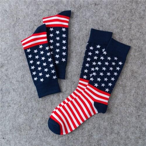 New Fashion Personality European and American Style Flag Socks Striped Breathable Sweat-absorbent Cotton Socks Sports Socks
