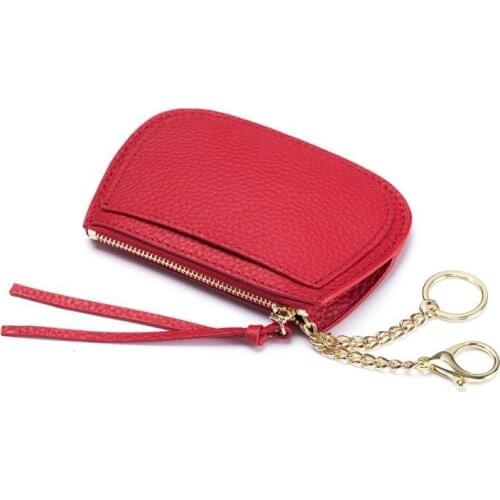New Wallet Short Women Coin Wallets Zipper Key Ring Purse Thin Soft Leather Fashion Mini Key Chain Cow Leather Card Holder