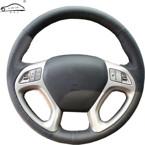 Genuine Leather car steering wheel Cover for Hyundai ix35 Tucson 2 2011-2015/dedicated Steering-Wheel Handlebar Braid
