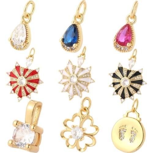 Boho Heart Drop Diy Pendant Necklace Earrings Neckalce Make Colorful Cute Charms for Jewelry Making Zircon Bohemian Pop Art