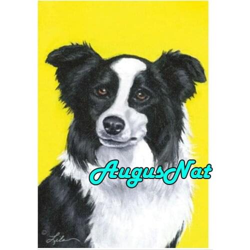 Full round dogdiamond painting border collie daimont embroidery picture diamant mosaic stickers animals diamand art stitch new