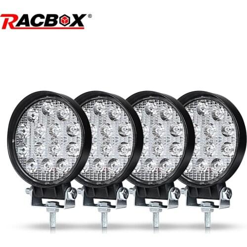 RACBOX 4 Inch 42W Car LED Work Light Lamp Offroad Boat Car Motorcycle SUV Driving Lighting Round Floodlight Spotlight 12V 24V
